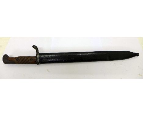 A German bayonet with scabbard, the blade marked Rich.A.Hercer, Solingen and Durkopp-Werke A.G., length 50cm