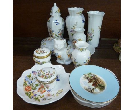 Fourteen items of Aynsley, including Cottage Garden, vases, trinket dishes, etc.