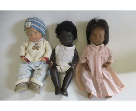 Three Sasha baby dolls, one in its original cardboard tube (Est. plus 21% premium inc. VAT)
