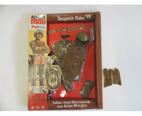 Action Man Despatch Rider Outfit in unopened pack, slight damage to pack, together with a second pair of gauntlets, F-G (Est.