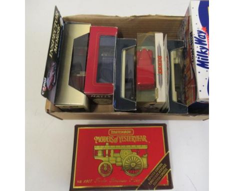 Seven diecast vehicles by Matchbox, Lledo and Corgi including vans, Jaguar and traction engine, all items boxed (Est. plus 21