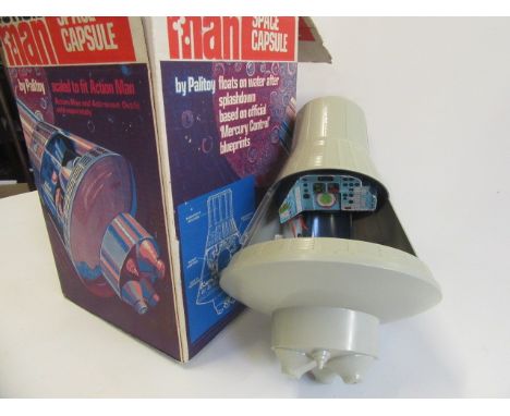 Action Man Mercury Space Capsule, some damage to capsule instrument, transfer in original box with packing, box F-G, model G 