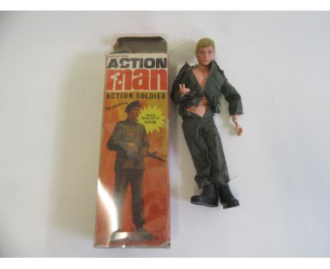 Action Man Action Soldier with blonde hair, box AF, F (Est. plus 21% premium inc. VAT)