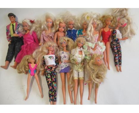 A Collection of Barbie dolls, comprising four with 1976 mark on back of head, one with Mattel 1966 mark to lower back, three 