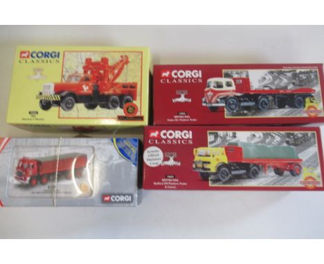Four Corgi Classics comprising 26401 AEC, 55604 B.R.S. Wrecker, 18601 British Rail Bedford and 13903 British Rail Foden, all 