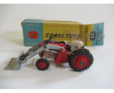 Corgi 57 Massey Ferguson Tractor with fork box AF, driver missing, vehicle F (Est. plus 21% premium inc. VAT)