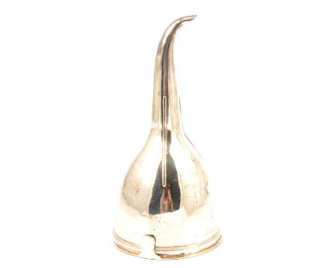 An Irish silver wine funnel, maker's mark indistinct, Dublin 1808, plain polished finish with engraved lion armorial, with st