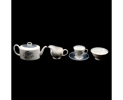 Susie Cooper, 'Glen Mist' part tea set, comprising teapot, four cups, six saucers, six side plates, one sandwich plate, milk 