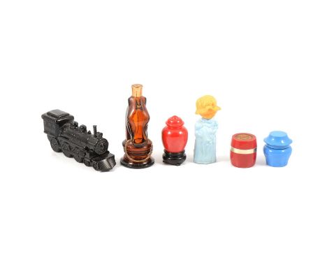 Collection of novelty vintage glass scent and perfume bottles, mostly Avon.Qty: 1 box