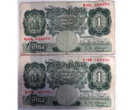 2 L. K. O'Brien £1 notes 