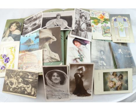 Postcard album - sparse contents - approximately 40 