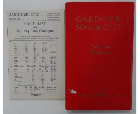 1952 Gardiner & Sons Tools & Machinery catalogue with 1954 price list 