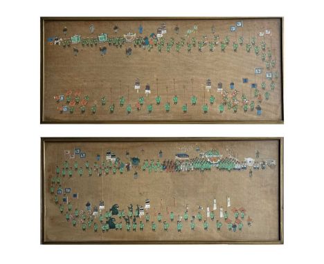 Two Chinese watercolour paintings of a ceremonial procession, late 19th century,,29.5 x 65cm.Provenance: The vendors uncle, E