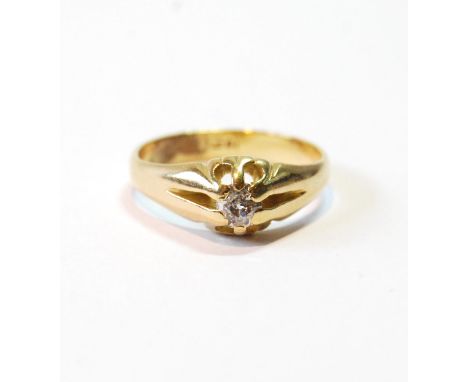 Gent's diamond ring with old-cut brilliant, '18ct', size R, 5g gross. 