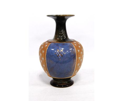 Early 20th century Royal Doulton vase with flared rim over slender neck, bulbous trunk and raised on turned foot, no. 8335, 2