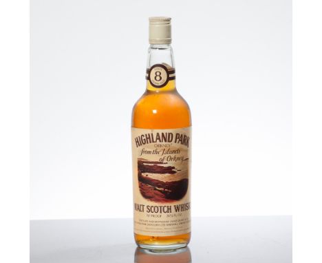 HIGHLAND PARK 8 YEAR OLD
Single Orkney Scotch Whisky bottled by James Grant & Co. 26 2/3 fl. oz., 70° proof.