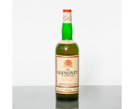 THE GLENLIVET 12 YEAR OLD
Unblended all malt Scotch Whisky. 26 2/3 Fl. ozs, 70° Proof.  CONDITION REPORT: Good.