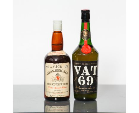 HIGH COMMISSIONER 5 YEAR OLD
Blended Scotch Whisky by A. Bulloch & Co., Garnethill, Glasgow. 26 2/3 fl ozs, 70° Proof.
VAT 69