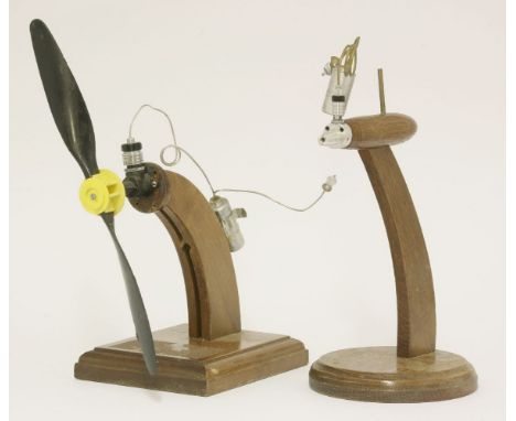 A Stefan Gasparin precision made miniature Co2 powered milled aluminium single cylinder 300 aero engine, with composite prope