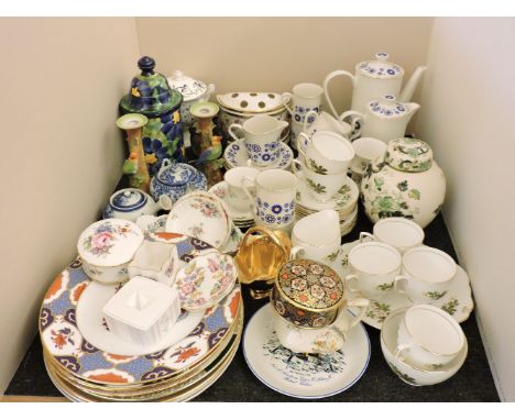 A large quantity of mixed ceramics, to include a Lynton Porcelain Company half round flower brick, an Imari pattern box and c