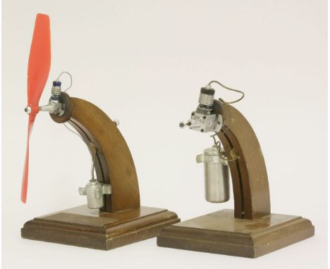 A Stefan Gasparin precision made miniature Co2 powered milled aluminium straight six aero engine, with laminated propeller bl