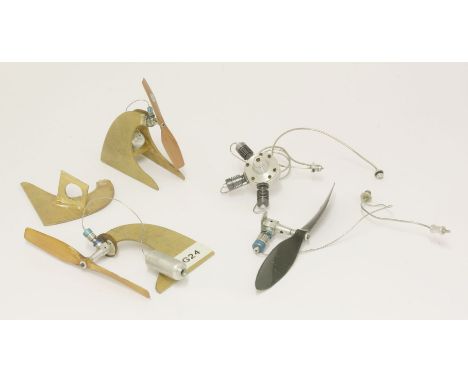 A Stefan Gasparin precision made miniature Co2 powered milled aluminium 'Adzami three cylinder radial' engine, propeller and 