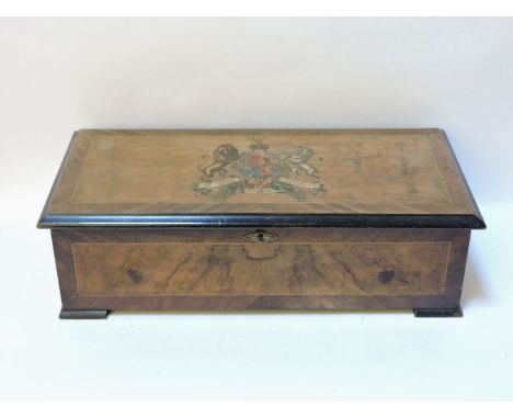 The B H Abrahams musical box, playing twenty airs, the cylinder 19.5cm, tune sheet to interior lid