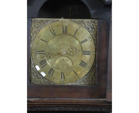 18th century Welsh 30 hour longcase clock marked D Rowland, Aberystwith (sic), having brass face with date aperture, added br