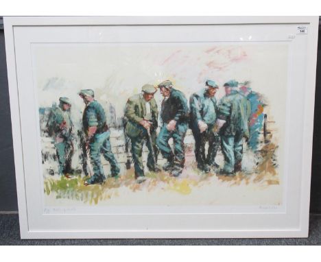 After Aneurin M Jones (Welsh 1930-2017), 'Bois y Wlad'. Large artist proof coloured print, signed in pencil by the artist. Th