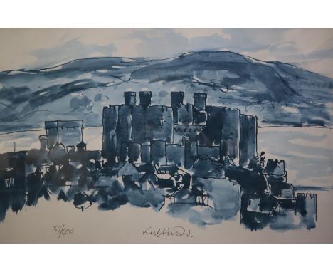 After Sir John "Kyffin" Williams (Welsh 1918-2006), Conwy Castle. Limited edition coloured print no. 57/500. Signed by the ar