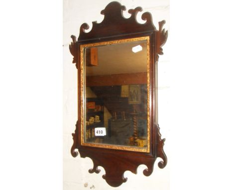 19th c. small mahogany Chippendale style wall mirror