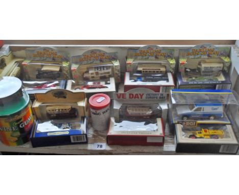 Shelf of assorted modern diecast commercial vehicles