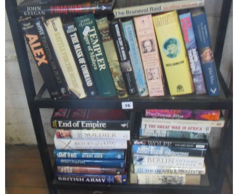 Full shelf of WW1, WW2 and other military related hardback books