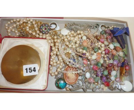 Vintage costume jewellery inc. a micro mosaic brooch and a silver butterfly wing pendant