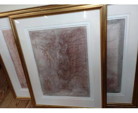 Six paintings/ prints: a decorative pastel portrait signed May 99 87cm x 66cm, watercolour near Hatfield Broad Oak, Essex, si