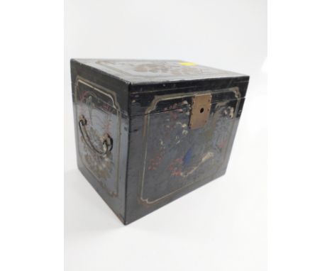 A Laquered Single compartment Tea caddy 19th century. 