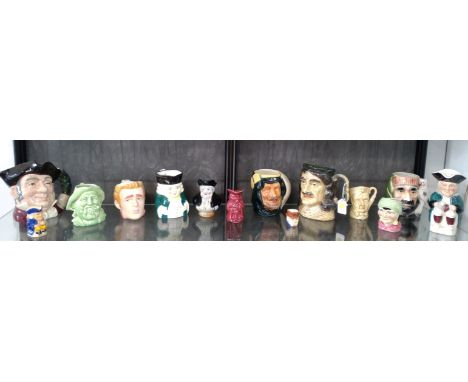 Fourteen ceramic character jugs including Royal Doulton Mine Host and Crown Derby Sheikh (14) 