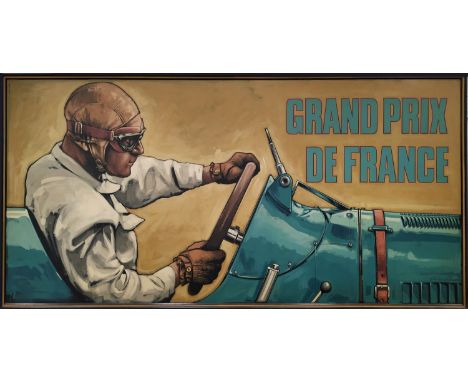 TONY UPSON (B.1960), 'Grand Prix de France - Bugatti type 35 driven by Louis Chiron', oil on panel, 118cm x 240cm, signed, fr