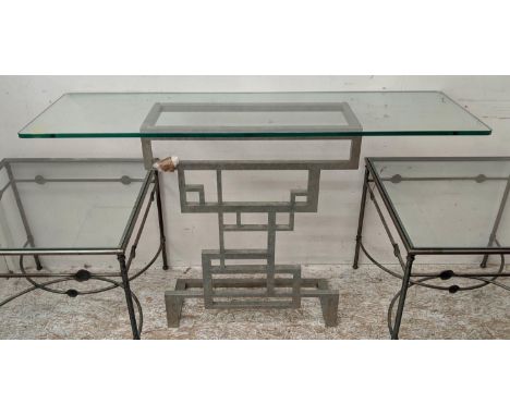TOM FAULKNER PUZZLE CONSOLE TABLE, 145cm x 45cm x 86cm, glass top. 