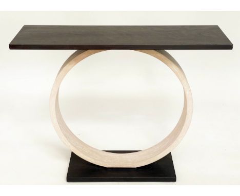 OKA MAGICUS CONSOLE TABLE, ebonised and limed oak, 100cm W x 30cm D x 80cm H. 