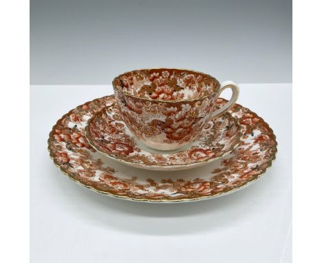 This gorgeous set features an orange floral Victorian design beautifully decorated with gilt accents. Includes tea cup, sauce