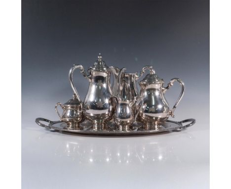 Large silverplated set with each piece having the International Silver Co. hallmark on the bottom. The set includes a coffee 