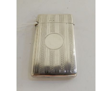 A silver card case, no maker's mark, Birmingham 1910, of rectangular form with engine turned decoration and blank cartouche, 