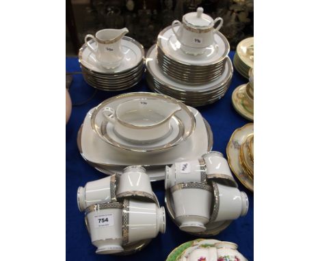 A Noritake Legacy Splendor tea and dinner service, the white ground with silver decoration Condition Report: Available upon r