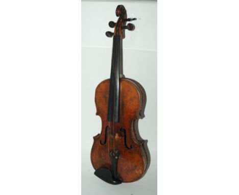 An early two-piece back violin and bow in case Condition Report: Available upon request