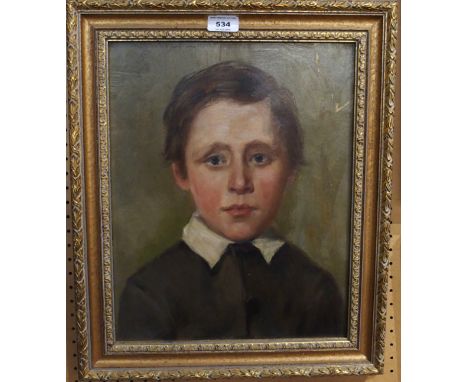UNKNOWN Portrait of a young boy, head and shoulders, oil on board, 39 x 31cm Condition Report: Available upon request