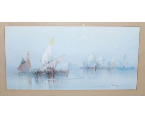 R COOPER Venice and another, signed, watercolour, 18 x 36cm (2) Condition Report: Available upon request