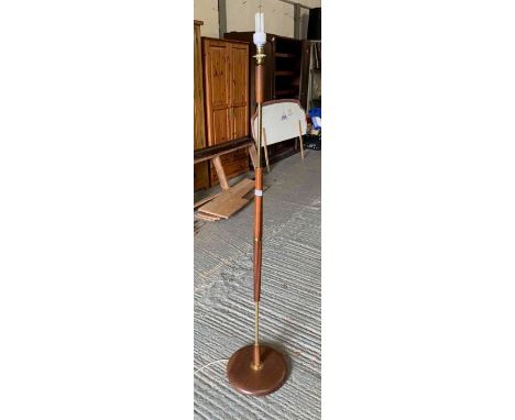 Mid 20th century teak &amp; brass standard lamp