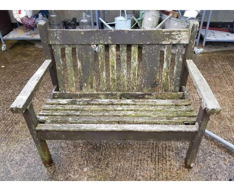 Weathered hardwood garden bench