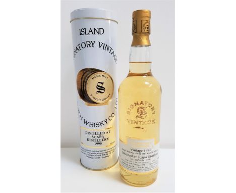 SIGNATORY VINTAGE 1990 SCAPA SINGLE ORKNEY ISLAND MALT SCOTCH WHISKY distilled at Scapa distillery in 1990 and bottled in 200